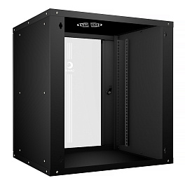 Cabeus, WSC-05D-12U55/45-BK, шкаф телекоммуникационный настенный 19" 12U, серия LIGHT разборный, дверь стекло, цвет черный