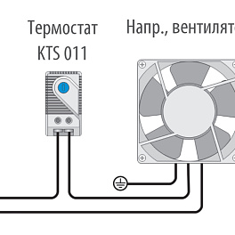 Cabeus, KTS011, термостат нормально-разомкнутый 0-60°C для охлаждения, с креплением