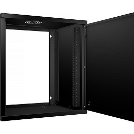 Cabeus, WSC-05D-12U55/45m-BK, шкаф телекоммуникационный настенный 19" 12U, серия LIGHT разборный, дверь металл, цвет черный