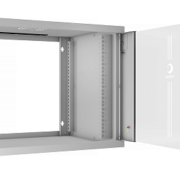 Cabeus, WSC-05D-9U55/45, шкаф телекоммуникационный настенный 19" 9U, серия LIGHT разборный, дверь стекло, цвет серый