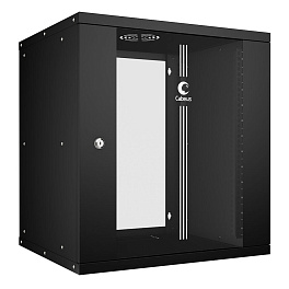 Cabeus, WSC-05D-12U55/45-BK, шкаф телекоммуникационный настенный 19" 12U, серия LIGHT разборный, дверь стекло, цвет черный