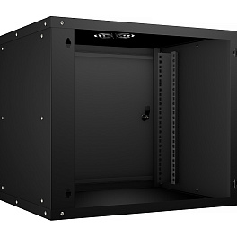 Cabeus, WSC-05D-9U55/45m-BK, шкаф телекоммуникационный настенный 19" 9U, серия LIGHT разборный, дверь металл, цвет черный