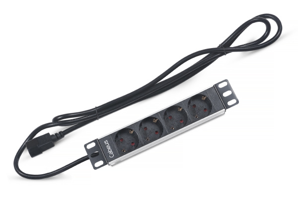 Cabeus, PDU-4P-2IEC, блок евророзеток для 10" шкафов, горизонтальный, 4 розетки, 10 A, без выключателя, алюминиевый корпус, шнур 2 м, вилка IEC 320 C14 Cabeus, PDU-4P-2IEC, блок евророзеток для 10" шкафов, горизонтальный, 4 розетки, 10 A, без выключателя, алюминиевый корпус, шнур 2 м, вилка IEC 320 C14
