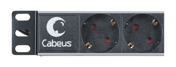 Cabeus, PDU-6P-2EU, блок евророзеток для 19" шкафов, горизонтальный, 6 розеток, 16 A, без выключателя, шнур 2м, алюминиевый корпус, немецкий стандарт Cabeus, PDU-6P-2EU, блок евророзеток для 19" шкафов, горизонтальный, 6 розеток, 16 A, без выключателя, шнур 2м, алюминиевый корпус, немецкий стандарт