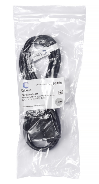 Cabeus, PC-189-VDE-1.2M, кабель питания монитор-компьютер IEC 320 C13 - IEC 320 C14 (3x0.75). 1.2м Cabeus, PC-189-VDE-1.2M, кабель питания монитор-компьютер IEC 320 C13 - IEC 320 C14 (3x0.75). 1.2м