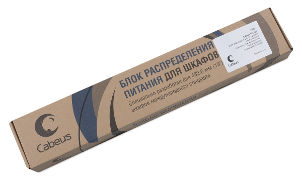 Cabeus, PDU-8P, блок евророзеток для 19" шкафов, горизонтальный, 8 розеток, 10 A, выключатель, гнездо под шнур, алюминиевый корпус Cabeus, PDU-8P, блок евророзеток для 19" шкафов, горизонтальный, 8 розеток, 10 A, выключатель, гнездо под шнур, алюминиевый корпус