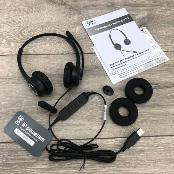 VT VT6200-D USB, проводная бинауральная головная USB-гарнитура  VT VT6200-D USB, проводная бинауральная головная USB-гарнитура