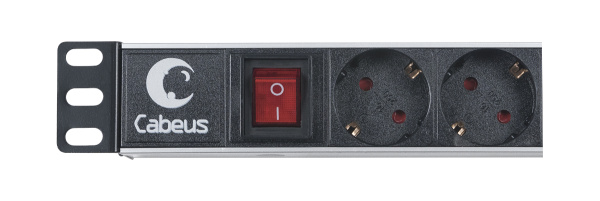 Cabeus, PDU-8P, блок евророзеток для 19" шкафов, горизонтальный, 8 розеток, 10 A, выключатель, гнездо под шнур, алюминиевый корпус Cabeus, PDU-8P, блок евророзеток для 19" шкафов, горизонтальный, 8 розеток, 10 A, выключатель, гнездо под шнур, алюминиевый корпус