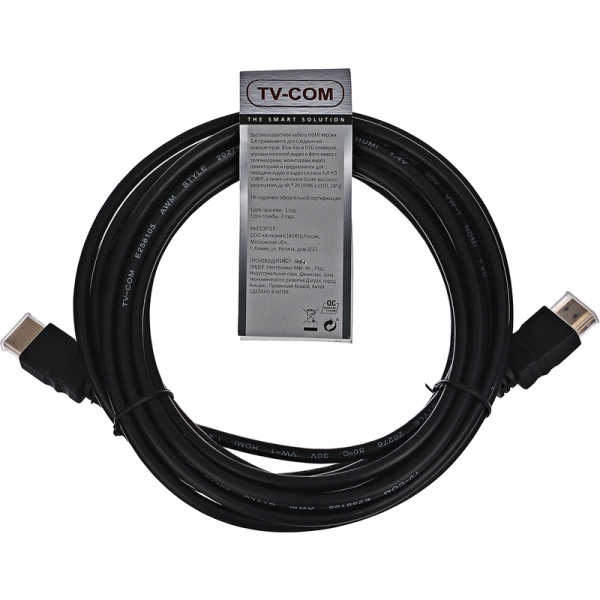 Кабель цифровой HDMI19M to HDMI19M, V1.4+3D, 5m, TV-COM Кабель цифровой HDMI19M to HDMI19M, V1.4+3D, 5m, TV-COM