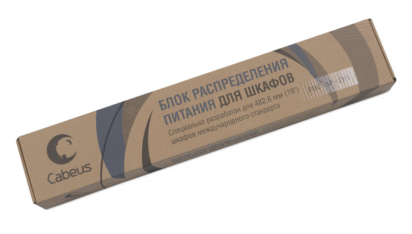 Cabeus, PDU-6P-2EU, блок евророзеток для 19" шкафов, горизонтальный, 6 розеток, 16 A, без выключателя, шнур 2м, алюминиевый корпус, немецкий стандарт Cabeus, PDU-6P-2EU, блок евророзеток для 19" шкафов, горизонтальный, 6 розеток, 16 A, без выключателя, шнур 2м, алюминиевый корпус, немецкий стандарт