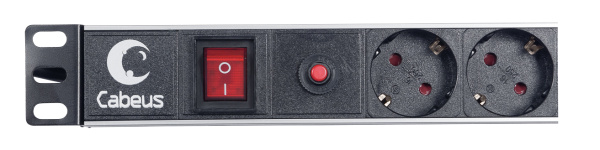 Cabeus, PDU-6P-F-2EU, блок евророзеток для 19" шкафов, горизонтальный, 6 розеток, фильтр, 16 A, выключатель, шнур 2м, алюминиевый корпус, немецкий стандарт Cabeus, PDU-6P-F-2EU, блок евророзеток для 19" шкафов, горизонтальный, 6 розеток, фильтр, 16 A, выключатель, шнур 2м, алюминиевый корпус, немецкий стандарт